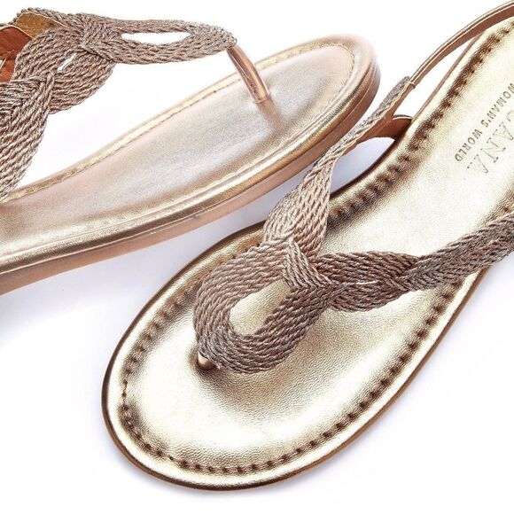 LASCANA Braided Tanals, Bronze, Women’s Sz 7 - Picture 1 of 14